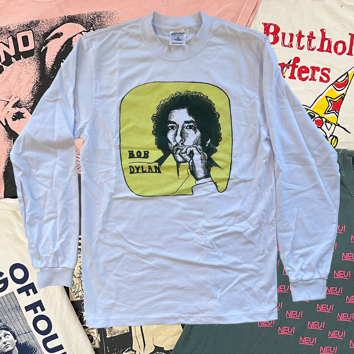 Test Print - Bob Dylan White Long Sleeve Medium